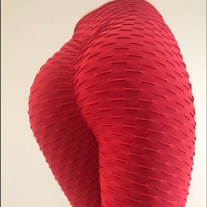 Brazilian Scrunch Butt Leggings-Red